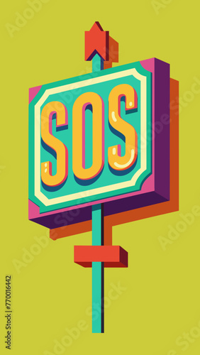 Vector SOS lettering on white background. SOS distress signal. Vector illustration. sos text design, simple design, bright colors