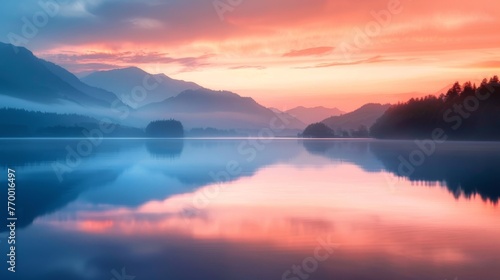 Mountain Lake and Sunset