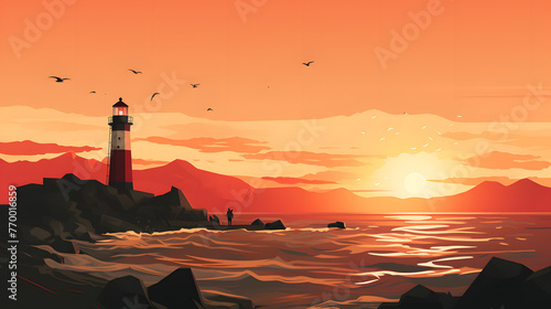 a lighthouse sunset silhouette royaltyfree stock footage photo