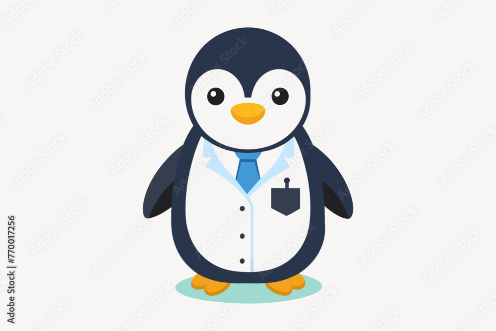 Fototapeta premium vector minimalistic t-shirt design with a cute Penguin Illustration in the image of a doctor on a white background 