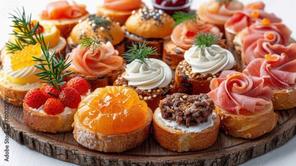 Assorted Pastries on Wooden Platter