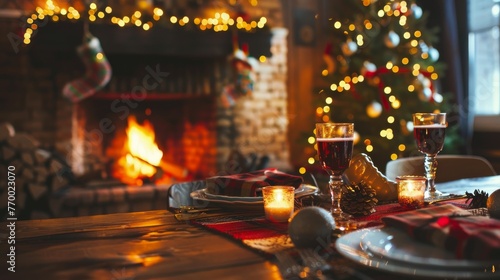 Dining Room Table With Christmas Tree