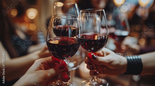 People Holding Up Wine Glasses