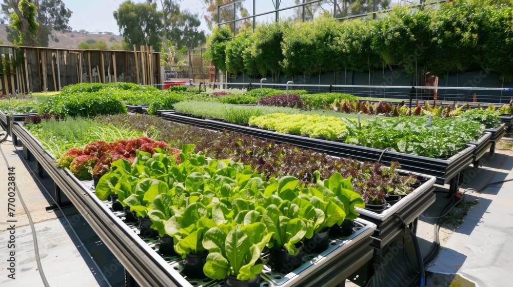 A high-tech greenhouse using hydroponics for farming