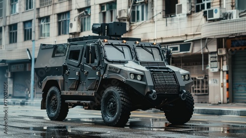 An armored police vehicle for riot contro photo