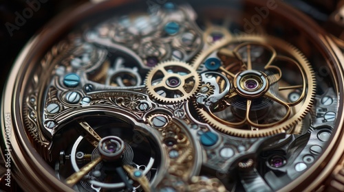 The intricate inner workings of a mechanical watch