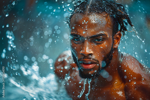 Portrait of a Black Professional Swimmer