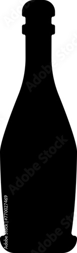 Wine bottle icon in flat style. Shape of traditional glass bottle of still wine. isolated on transparent background. Vector for apps, website Glass Bottle Types. Alcohol Beverage Bar Drink Concept.