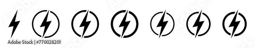 Free Download Lightning, electric power vector icon. Energy and thunder electricity symbol. Lightning bolt sign in the circle. - GFXLoad