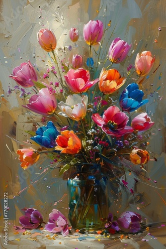 Colorful Flowers in Vase