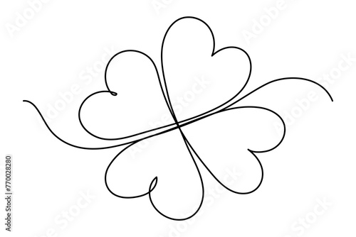Four Leaf Clover icon isolated. Vector continuous line Clover illustration.