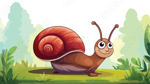 Cartoon snail flat cartoon vactor illustration 