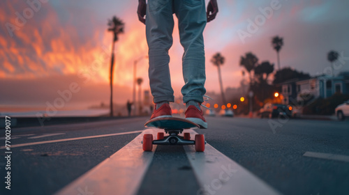 Person Skateboarding Down a Street
