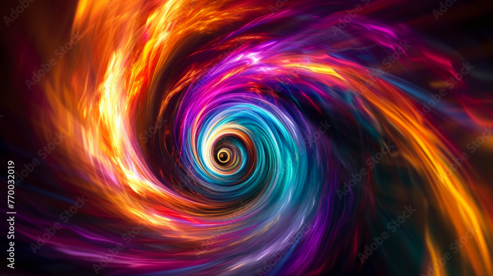A colorful spiral with a bright blue center A colorful spiral with a bright blue center
