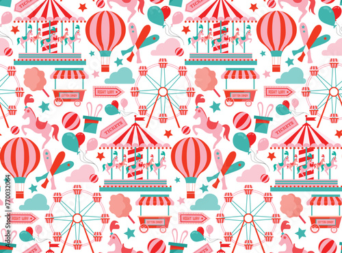Circus carnival cute seamless pattern