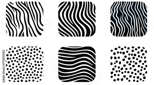 抽象的な黒と白の線は落書きのシームレスなパターン セットです。ビンテージのオーガニックスタイルの描画背景コレクション、基本的な形状のトレンディなデザイン。シンプルな手描きの壁紙プリントテクスチャー。