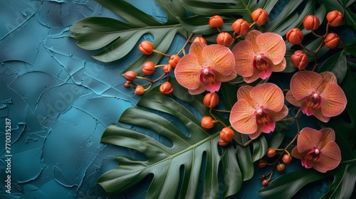 Pink Flowers on Green Leaves