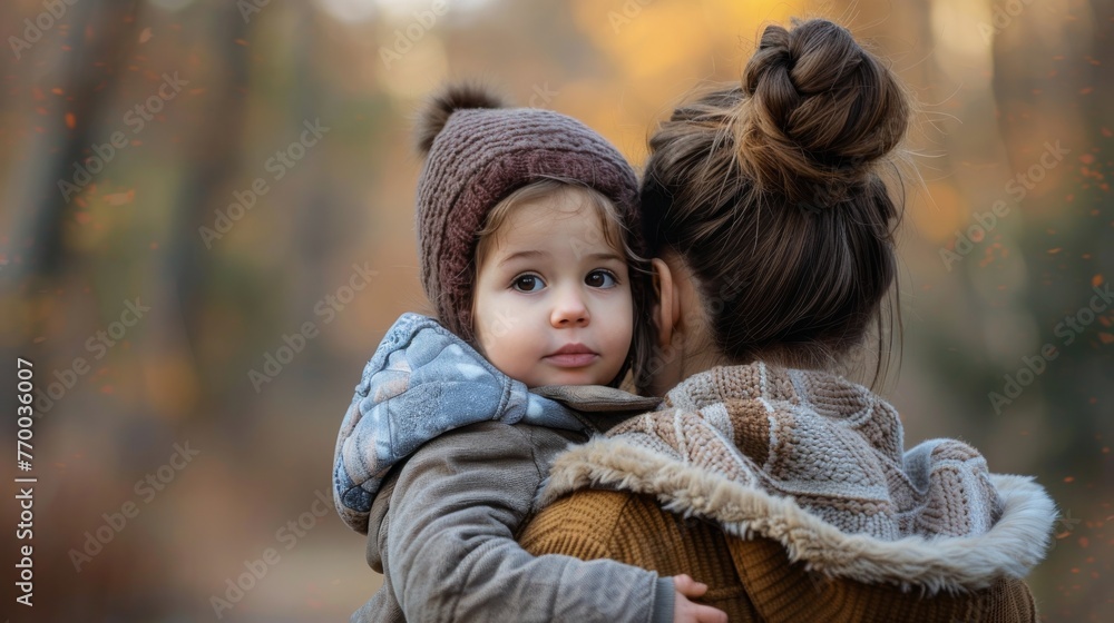 Woman Holding Little Girl in Arms Woman Holding Little Girl in Arms