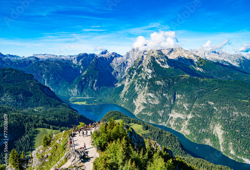 Ausblick vom Gipfel des Jenner auf den Königssee und Watzmann in Berchtesgaden photo