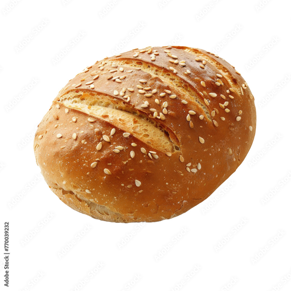Whole Wheat Bread Roll Isolated on a Transparent Background