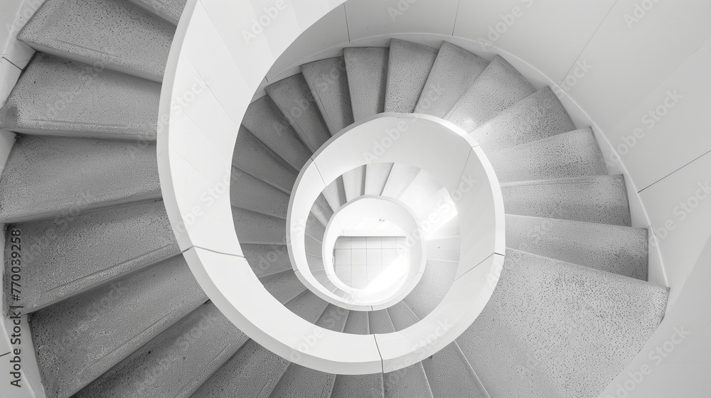 Fototapeta premium Winding stairs in a fictional, modern and high building