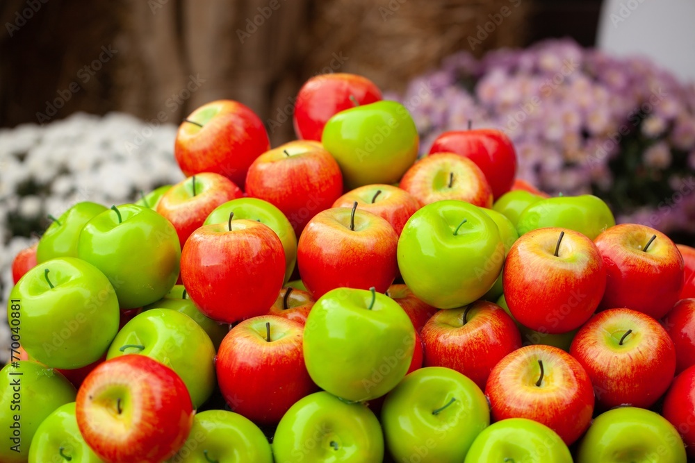 Fresh ripe juicy apple fruits on the desk Fresh ripe juicy apple fruits on the desk