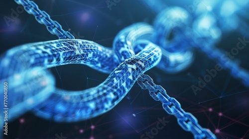 A chain with a blue link