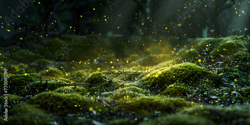A lush and vibrant moss-covered forest floor. © zahida