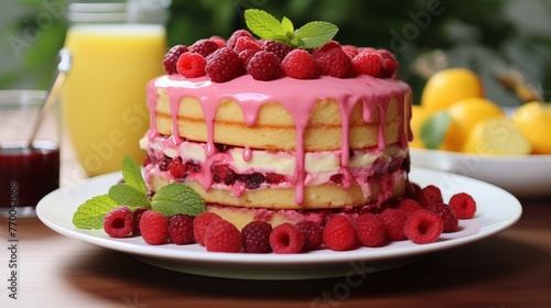 Raspberry lemonade cake with lemon curd filling ultra hd.