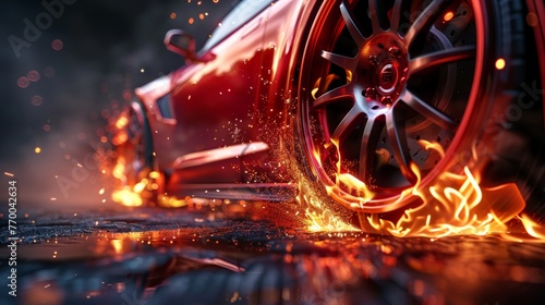 Fiery Burnout Car in Action