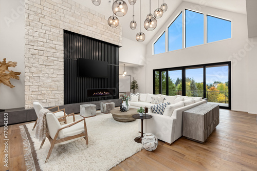 Living room in contemporary style luxury home
