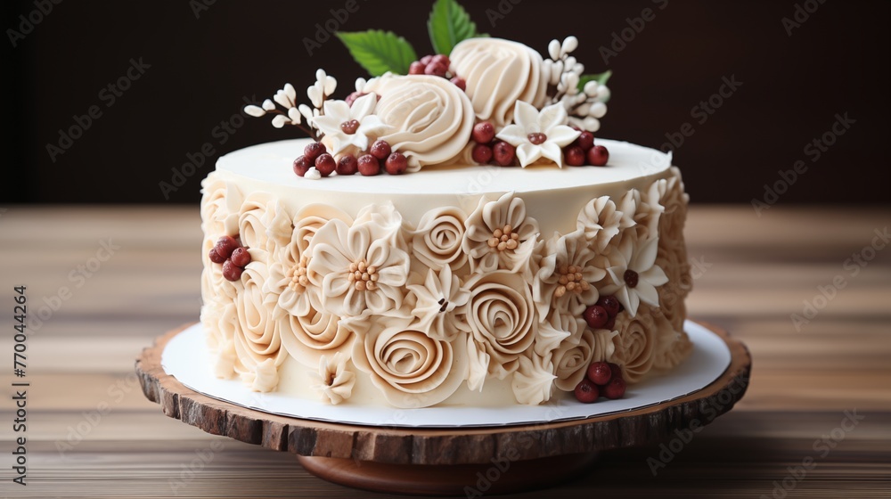 Fototapeta premium Rustic buttercream cake with