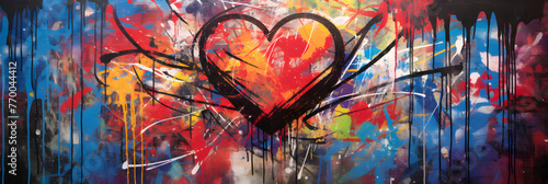 Abstract Heart Graffiti on Urban Brick Wall - A Loud Whisper of Street Art
