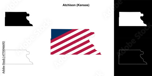 Atchison county (Kansas) outline map set photo