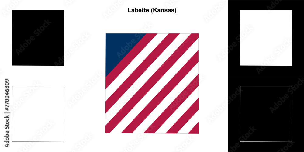 Labette county (Kansas) outline map set Labette county (Kansas) outline map set
