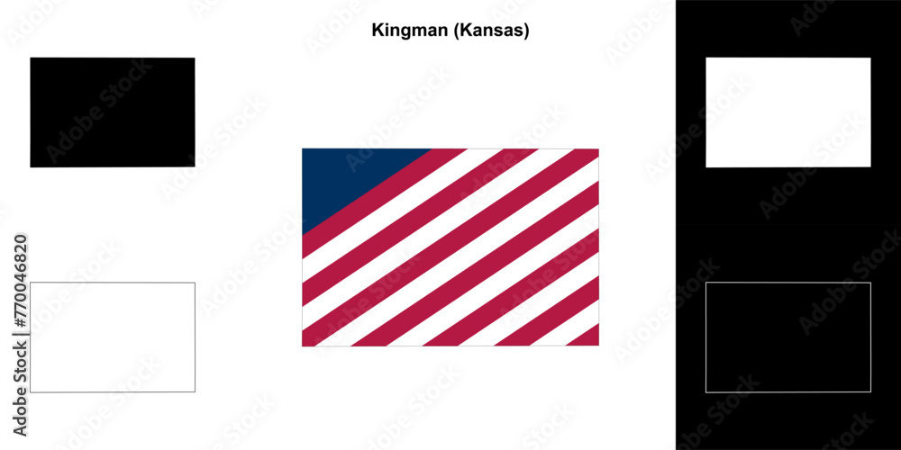 Kingman county (Kansas) outline map set