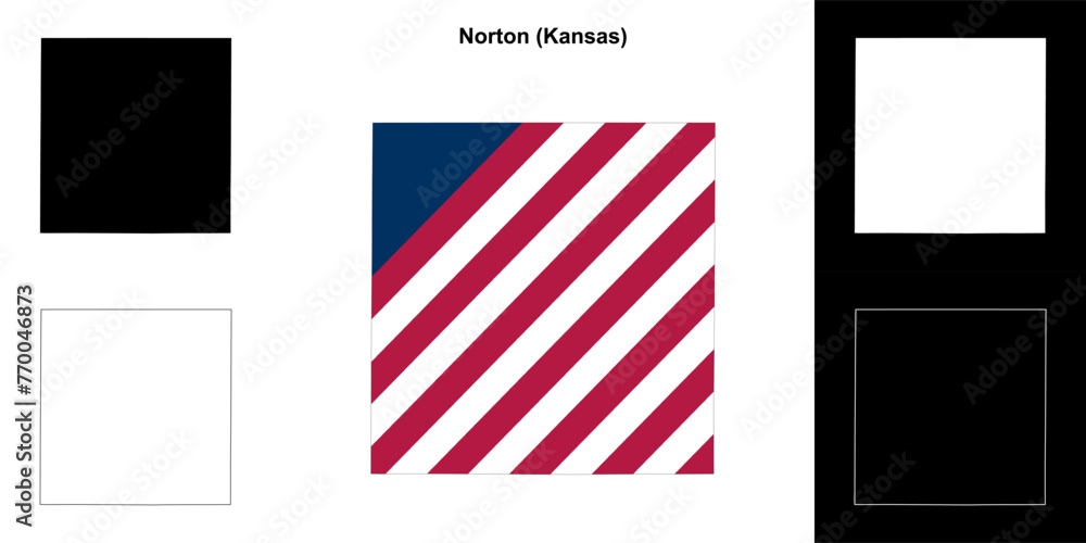 Fototapeta premium Norton county (Kansas) outline map set