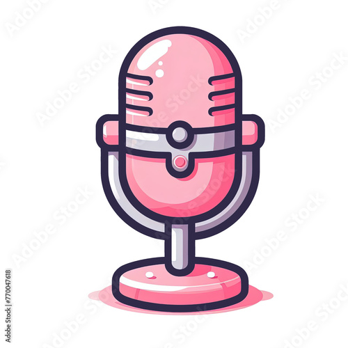 pink microphone icon on white