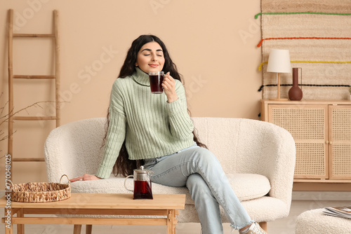 Beautiful young woman with ...