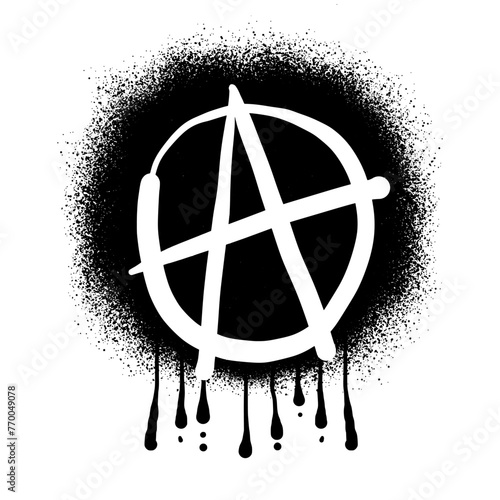 Anarchy symbol graffiti drawn with black spray paint