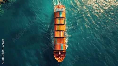 Cargo Ship Containers View from Above Generative AI