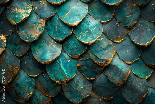 Kintsugi Wallpaper with Jade, Gold, and Assorted Gemstone Textures Generative AI photo