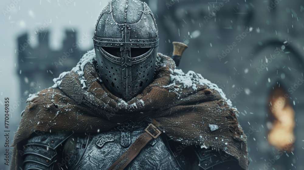 Medieval Warrior in Full Armor with Anonymous Helmet Generative AI ...