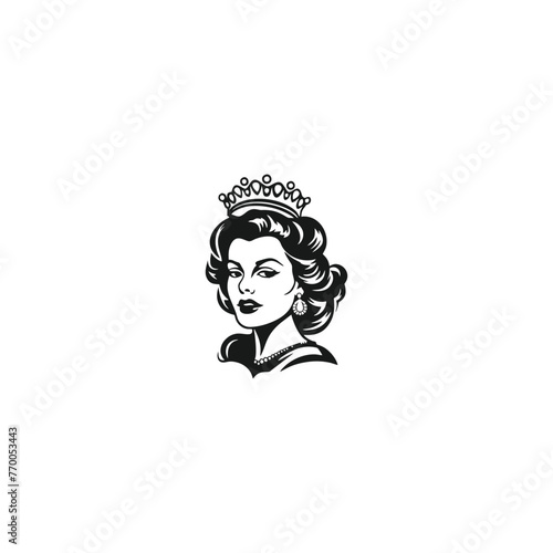Queen logo for women with creative crown concept Vector