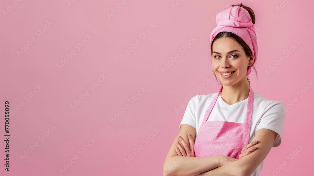 Confident Young Woman with Headband. Generative ai Confident Young Woman with Headband. Generative ai