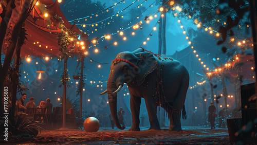 African elephant in circus 3D illustration photo