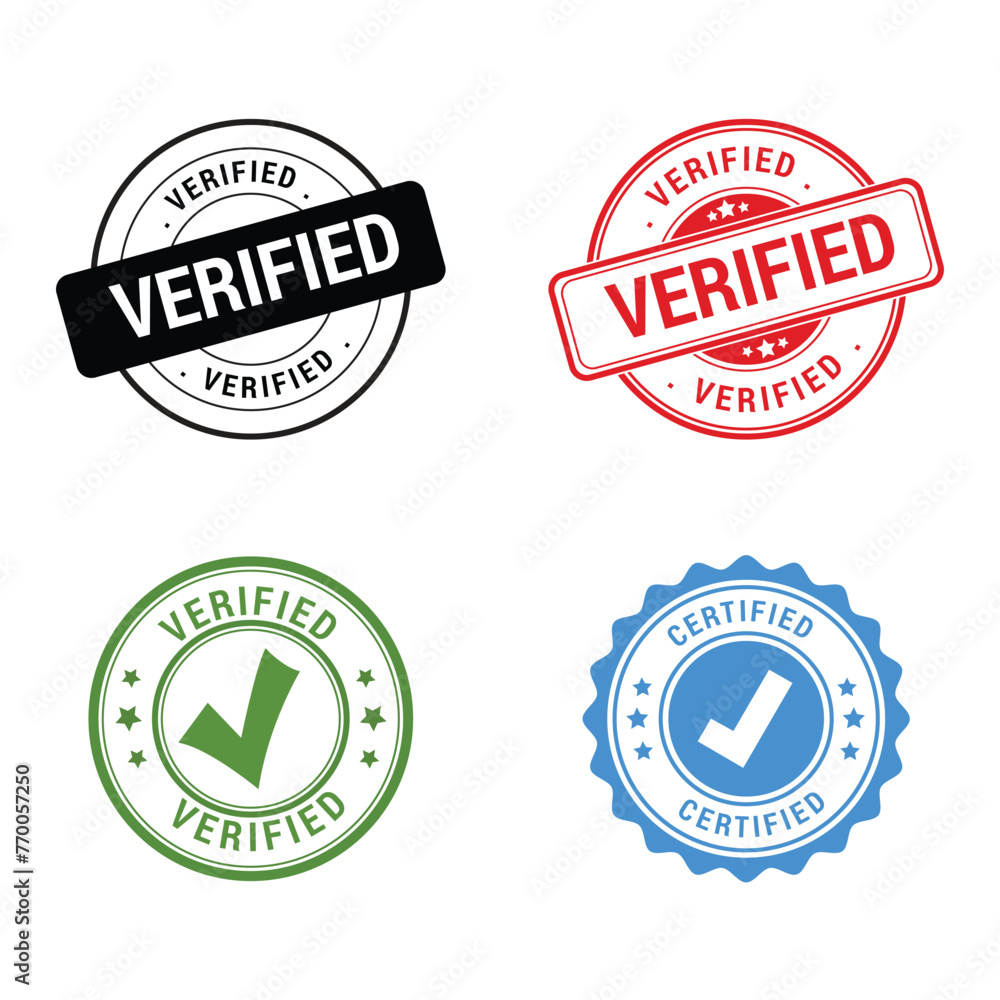 Verified and Certified Rubber Stamps Seal Vector