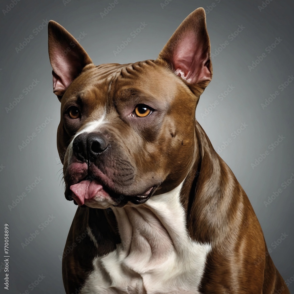 A photo of an amazingly cute, funny and charming American Staffordshire Terrier dog on a beautiful background. Generative AI