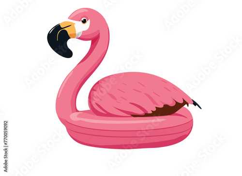 Pink flamingo floatie - inflatable pool float - vector