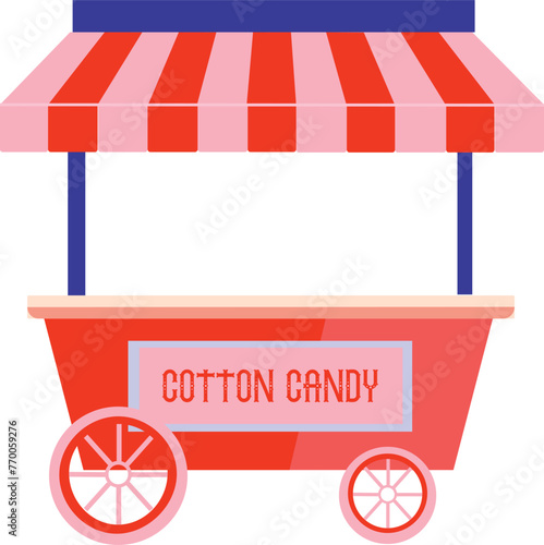 Cute cotton candy cart vector illustration